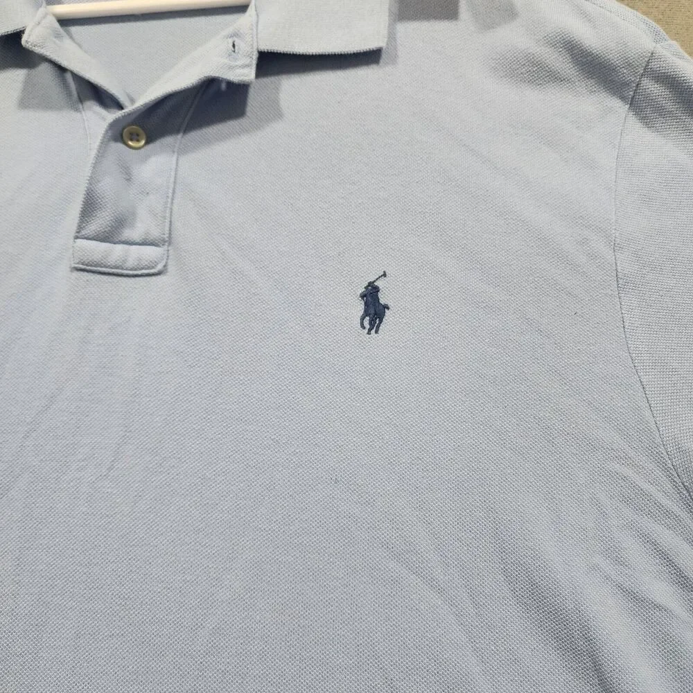 Polo Ralph Lauren Polo Shirt Mens 2XL Blue Solid Classic Fit 100% Cotton